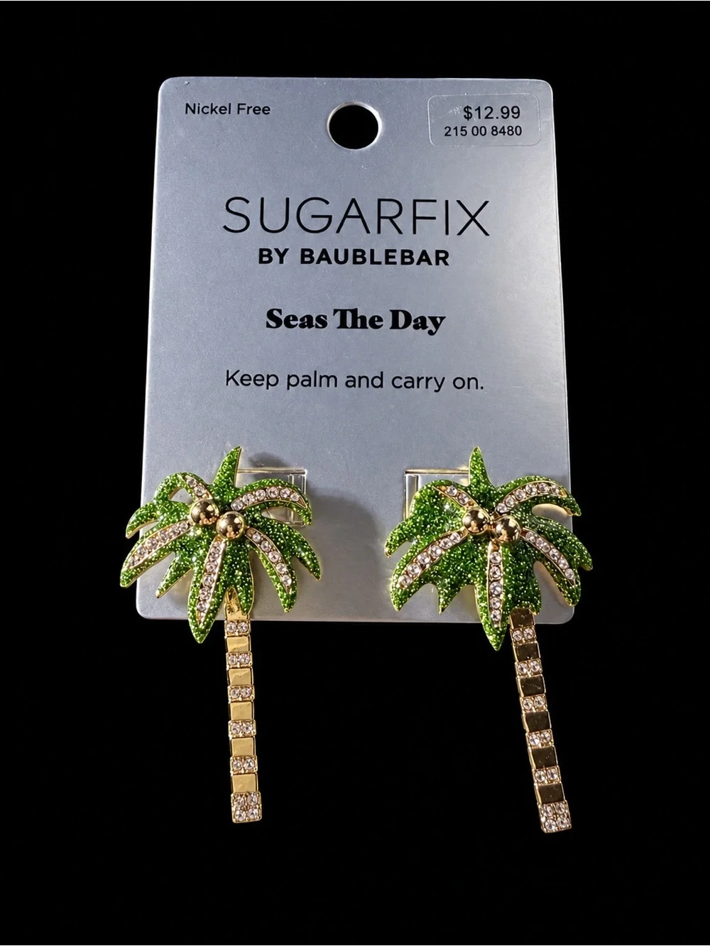 Sugarfix by BaubleBar Seas the Day Green Palm Tree Drop Earrings